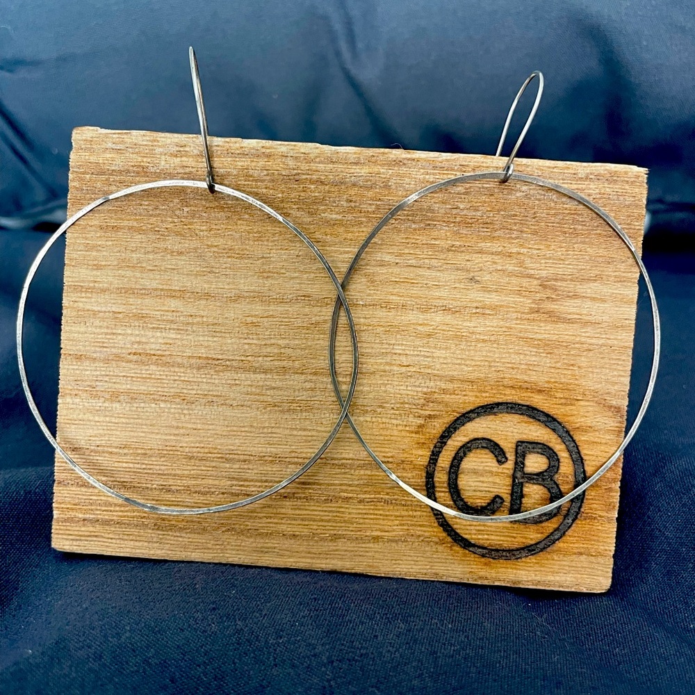 Sterling silver hammered hoop earrings